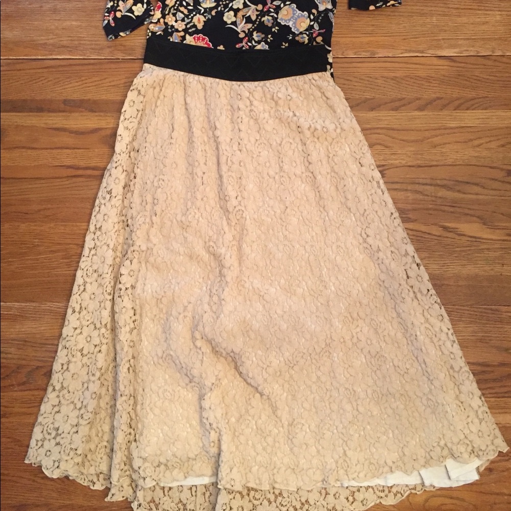 Cream, Lace Full Length Skirt